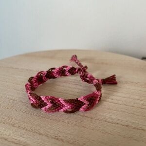 Brown Pink Woven Bracelet